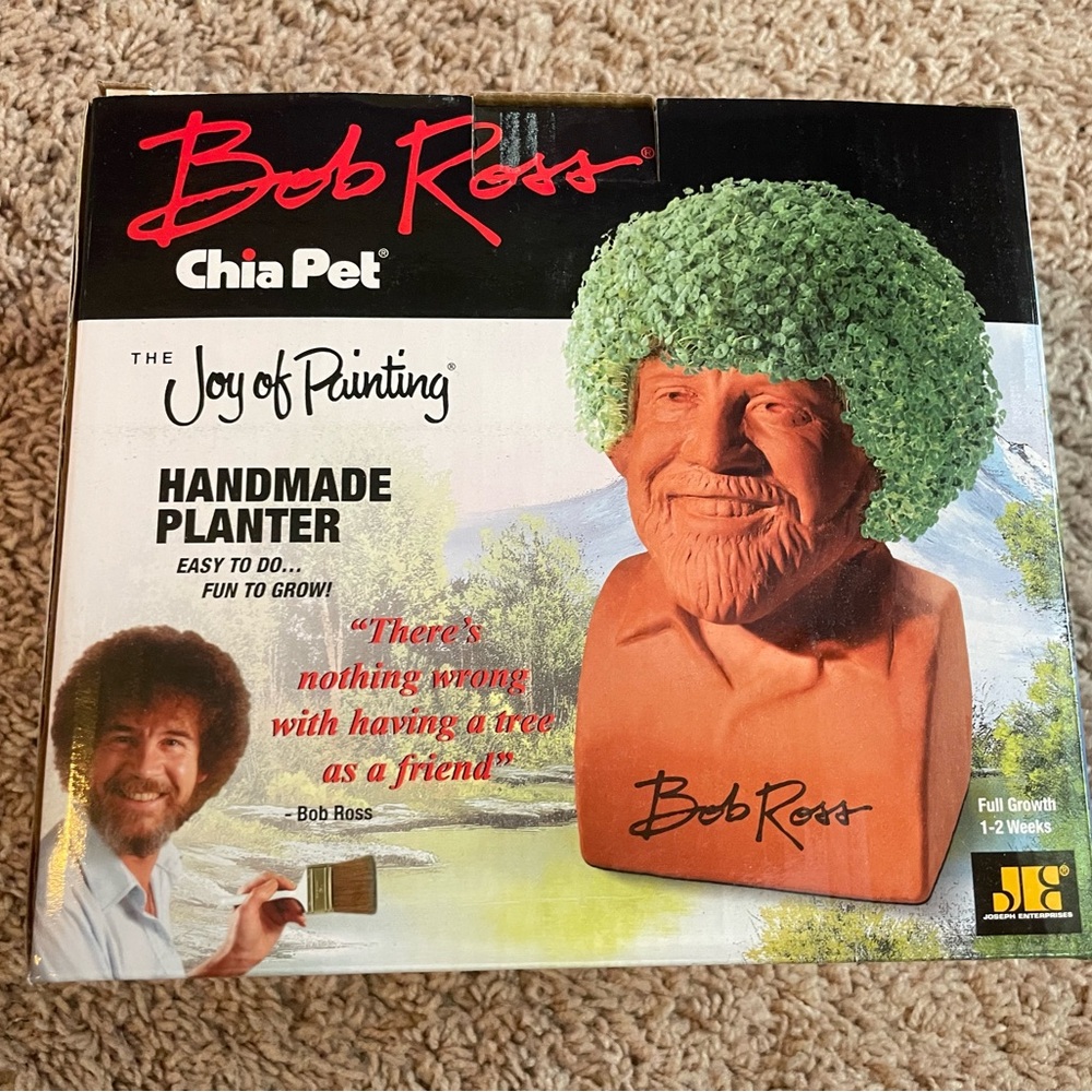 Bob Ross Handmade Chia Pet Planter - Green Hair